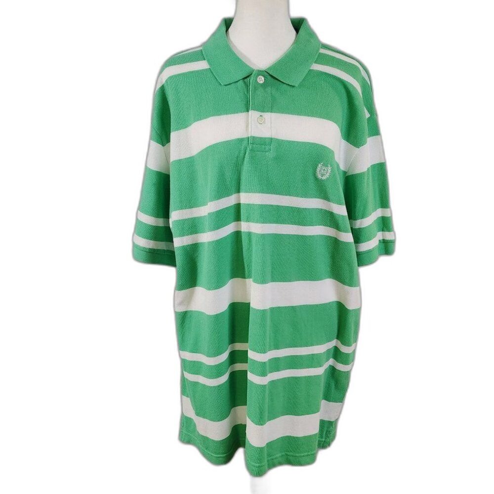 Chaps green and white stripe polo shirt XL
